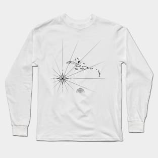 Compass rose and sea map Long Sleeve T-Shirt